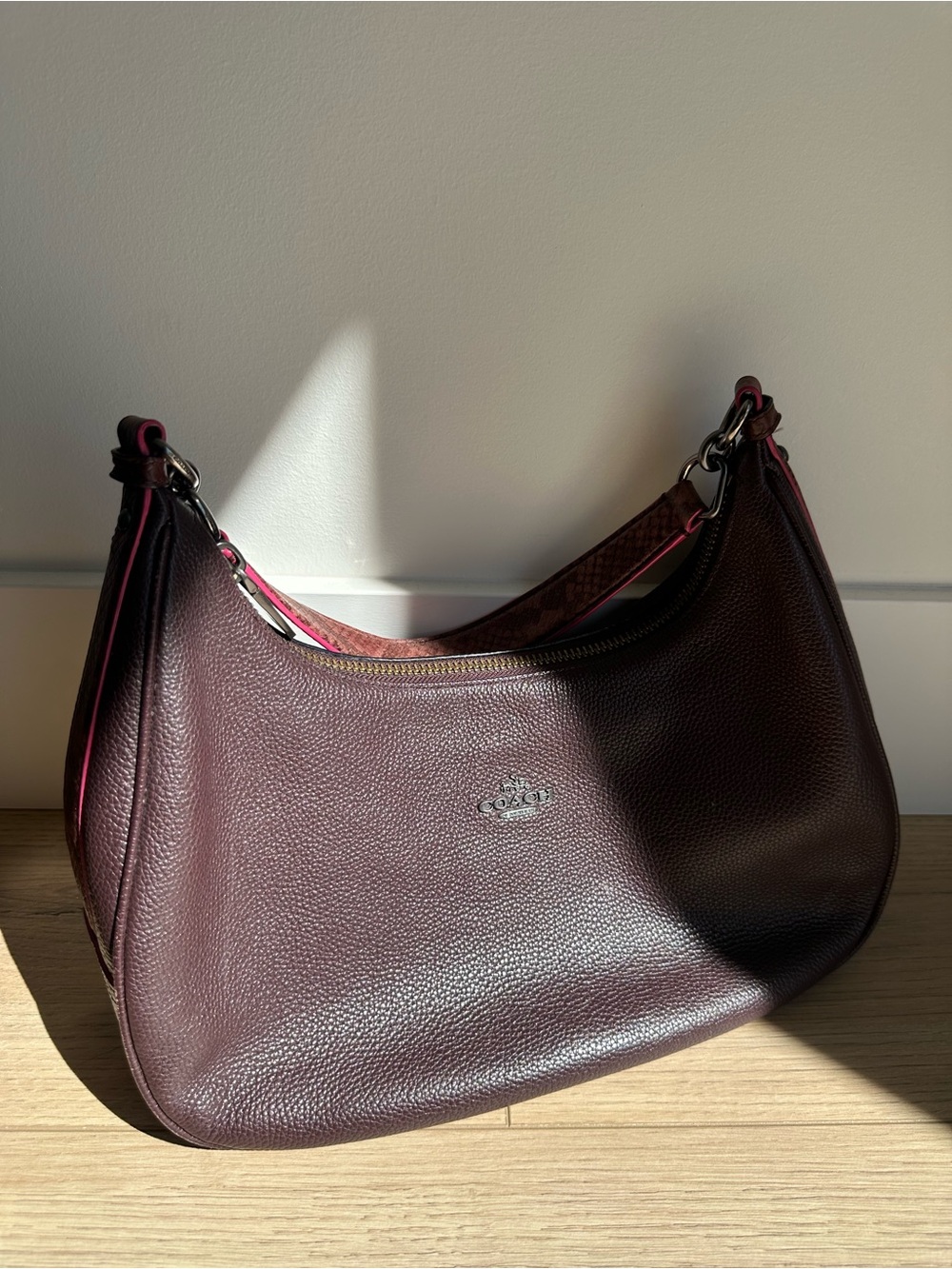 Coach F20917 East/West Harley Hobo Oxblood Multi Leather Shoulder Bag